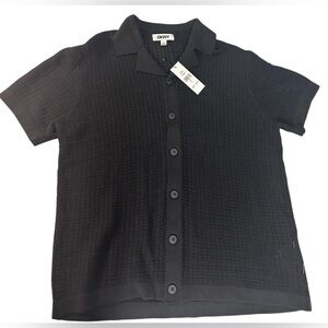 NWT DKNY Men's Textured Black Button Down Shirt